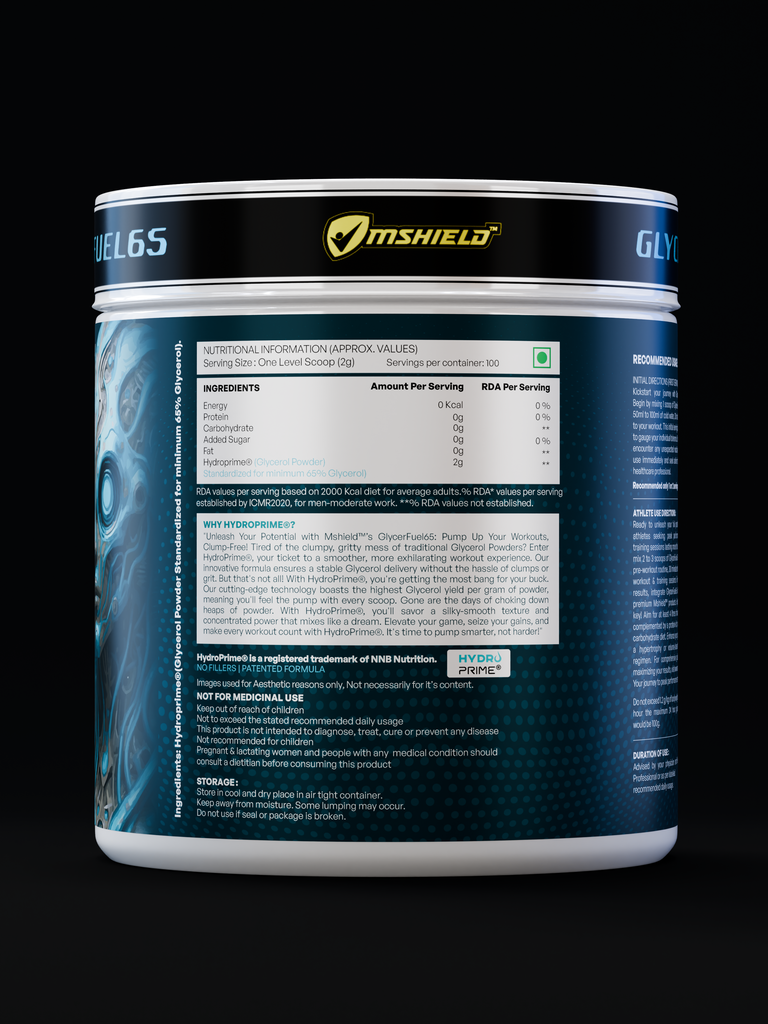 Mshield™ | GlycerFuel-65™ (HYDROPRIME® Std.65% Glycerol) (Unflavoured, 200 g / 0.44 lb, 100 Servings)