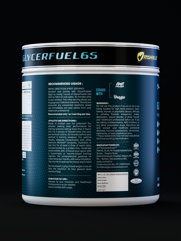 Mshield™ | GlycerFuel-65™ (HYDROPRIME® Std.65% Glycerol) (Unflavoured, 200 g / 0.44 lb, 100 Servings)